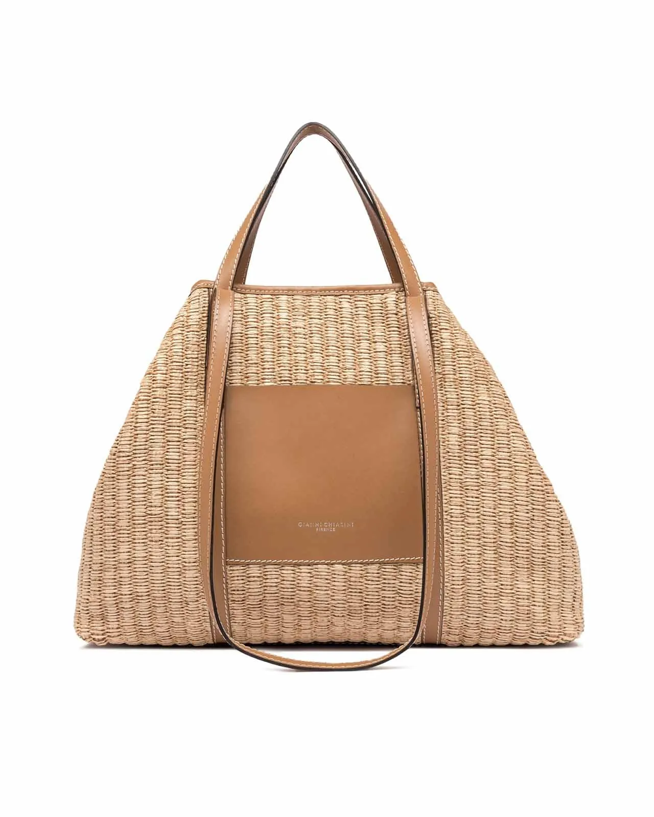 Borsa Superlight rafia naturale + cuoio