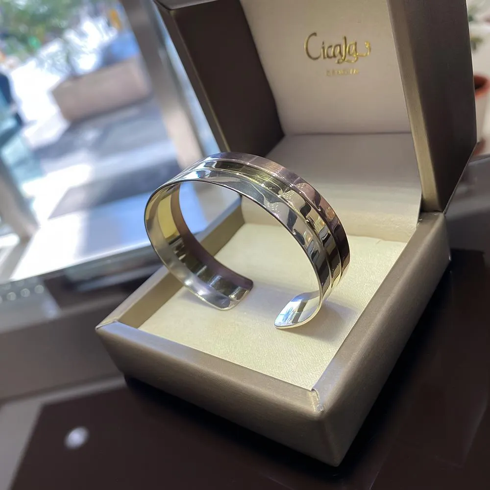 Bracciale rigido oro giallo argento rame